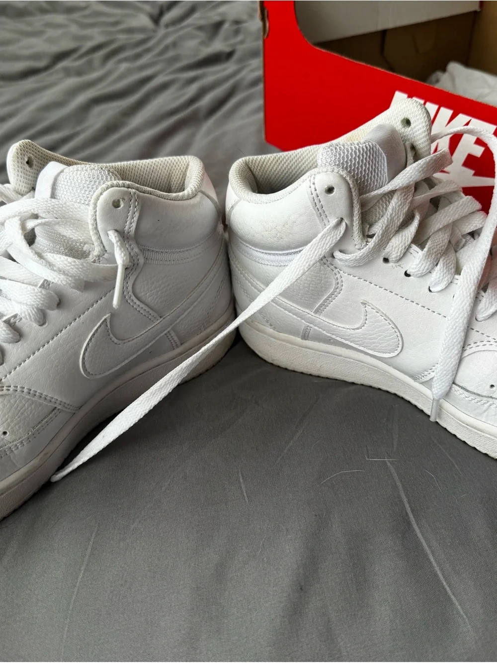 NIKE White High-Top Sneakers with Swoosh
